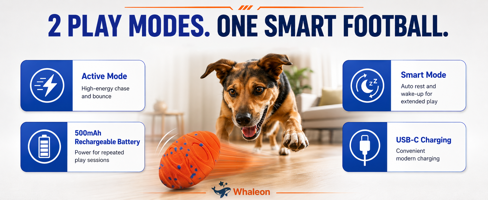 Whaleon Interactive Dog Ball — Smart Escape-Motion Football Toy